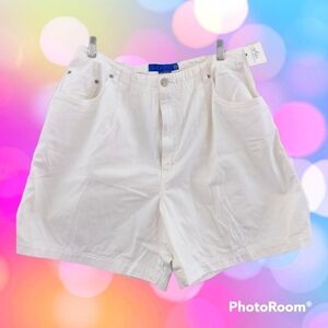 NEW SoBlue Woman white cotton denim shorts size 18W